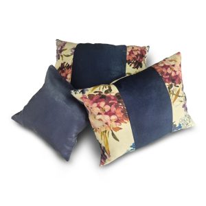 Комплект декоративних подушок Lumelle Flowers 3шт синій з молочним (п_0721)
