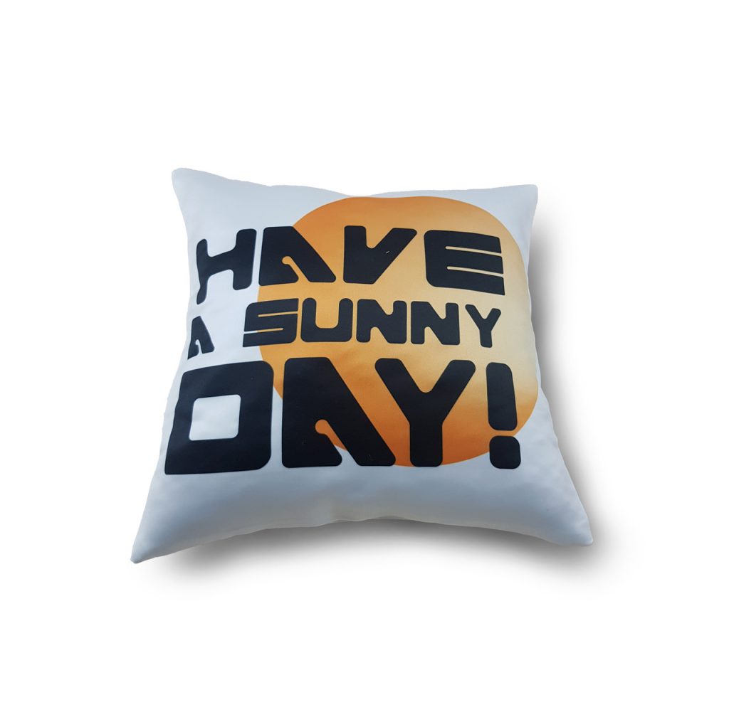 Декоративна подушка в подарунок Lumelle Have a sunny day 1шт 35х35см молочний з помаранчевим і чорним (па_08)