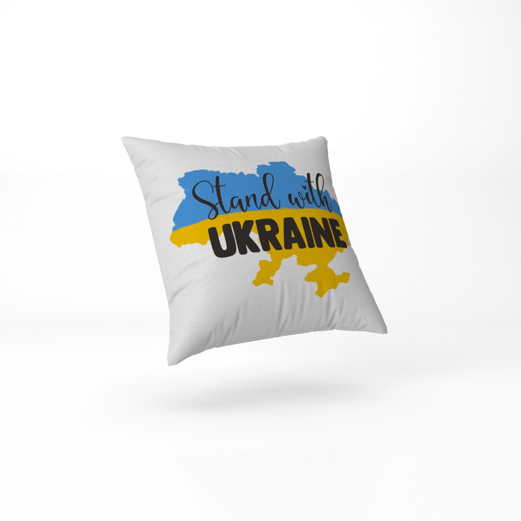Декоративна подушка в подарунок Lumelle Stand with Ukraine 1шт 40х40см молочний (па_23)