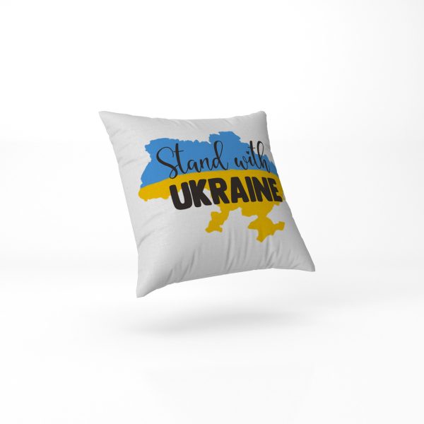 Декоративна подушка в подарунок Lumelle Stand with Ukraine 1шт 40х40см молочний (па_23)