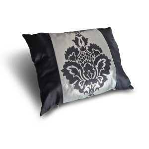 Декоративна подушка Lumelle Damask 48х38см 1шт чорний зі сріблястим (п_0736)