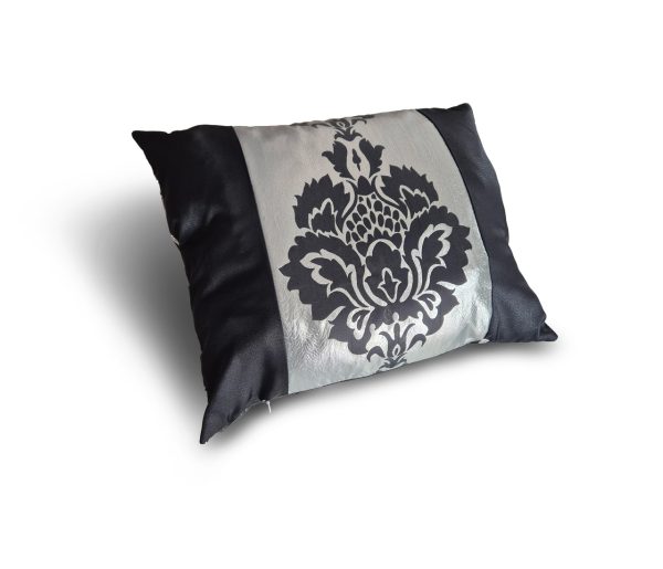 Декоративна подушка Lumelle Damask 48х38см 1шт чорний зі сріблястим (п_0736)