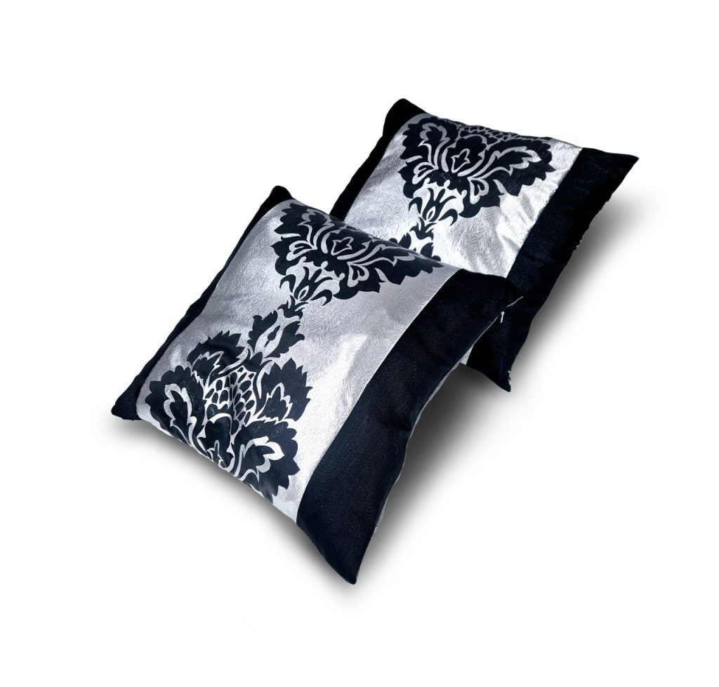 Комплект декоративних подушок Lumelle Damask 38х38см 2шт сріблястий з чорним (п_0740)