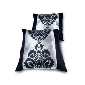 Комплект декоративних подушок Lumelle Damask 38х38см 2шт сріблястий з чорним (п_0740)