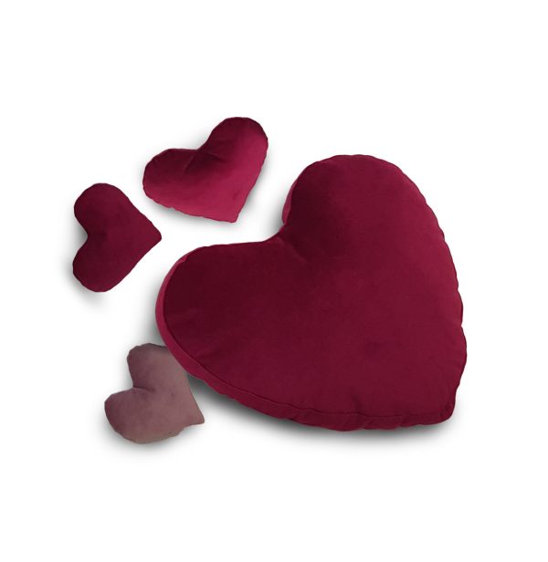Комплект декоративних подушок Lumelle Hearts 4шт бордові з пудровим (серд_5)