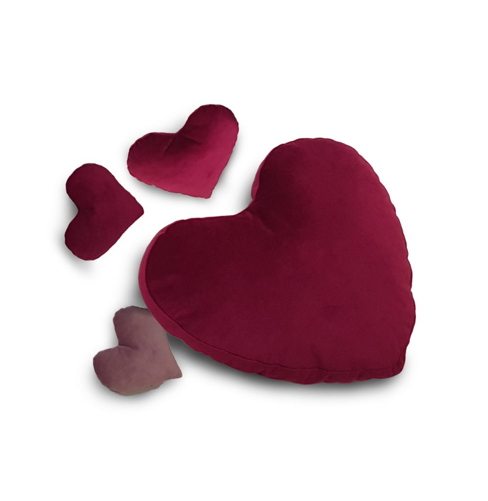 Комплект декоративних подушок Lumelle Hearts 4шт бордові з пудровим (серд_5)