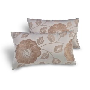 Комплект декоративних подушок Lumelle Flowers 2шт 52х30см бежеві із золотистою квіткою (п_0756)
