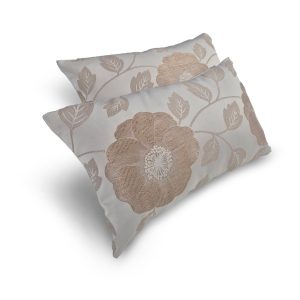 Комплект декоративних подушок Lumelle Flowers 2шт 52х30см бежеві із золотистою квіткою (п_0756)