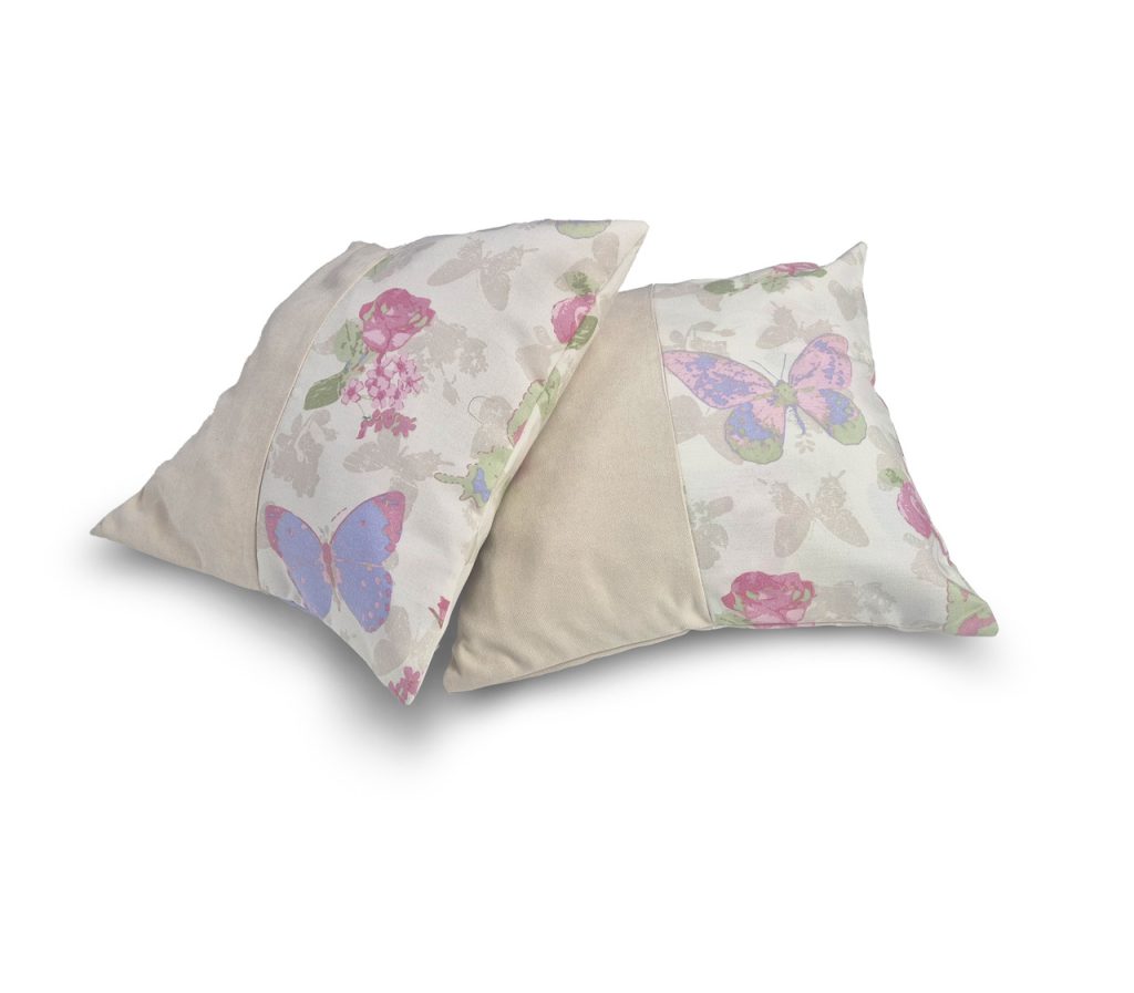 Комплект декоративних подушок Lumelle Butterflies 2 шт 40×40 см, кремовий з метеликами (п_0765)