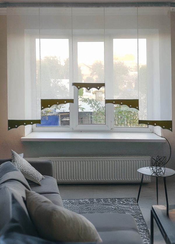 Комплект панельних фіранок Lumelle Simple 5шт карниз 200см молочний з коричневим (19_5п)