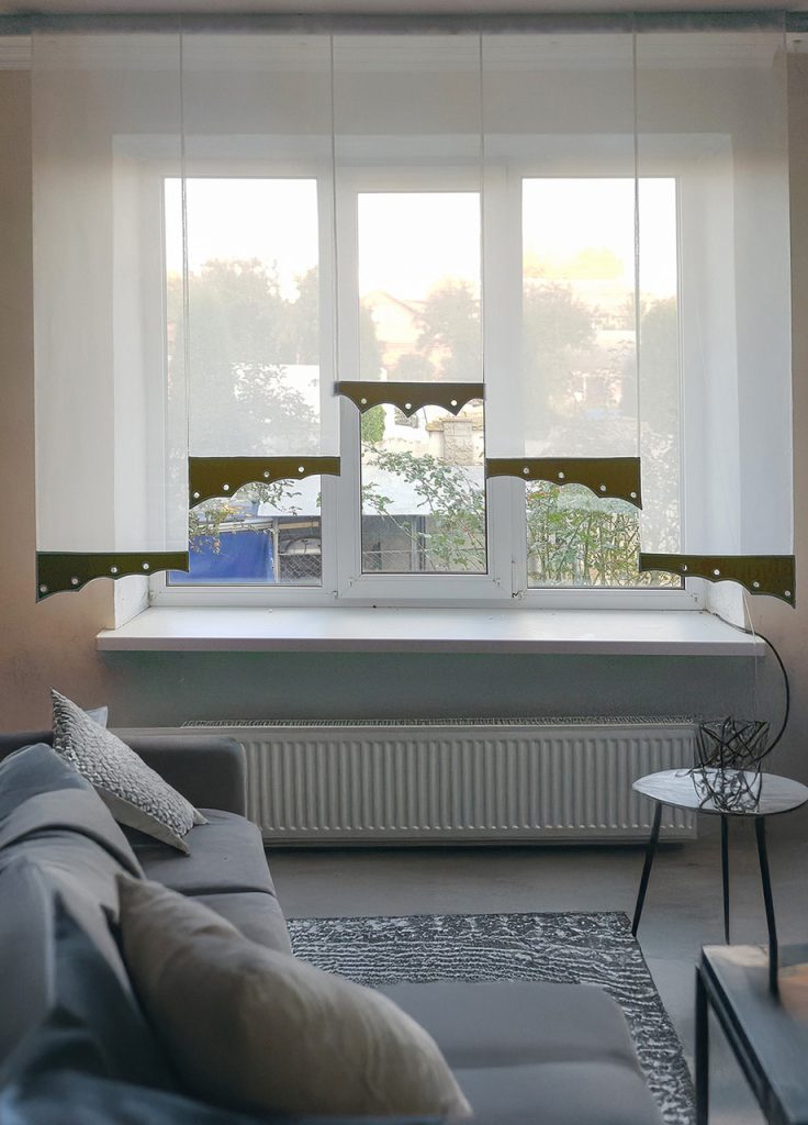 Комплект панельних фіранок Lumelle Simple 5шт карниз 200см молочний з коричневим (19_5п)