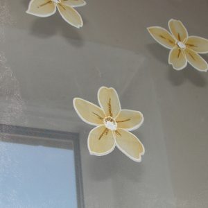 Комплект панельних фіранок Lumelle Flowers карниз 180см 5шт жовті з синім (22_7п)