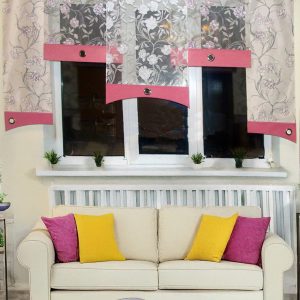 Комплект панельних фіранок Lumelle Flowers карниз 240см рожевий (23п)
