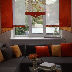 Комплект панельних фіранок Lumelle Flowers 5шт карниз 240см помаранчевий з теракотовим (23_7п)