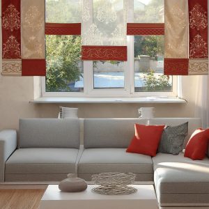 Комплект панельних фіранок Lumelle Damask 7шт карниз 250см теракотовий із золотистим (24_7п)
