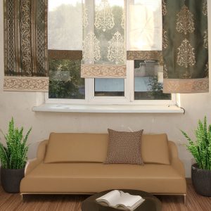 Комплект панельних фіранок Lumelle Damask 5шт карниз 245см зелений з молочним (24_8п)