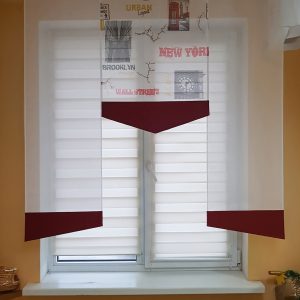 Комплект панельних фіранок Lumelle New York urban 3шт карниз 140см молочний з червоним (7_5п)