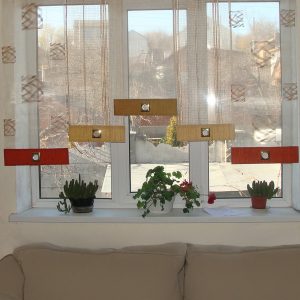 Комплект панельних фіранок Lumelle Абстракція Квадрати 5шт карниз 190см бежевий (10п)