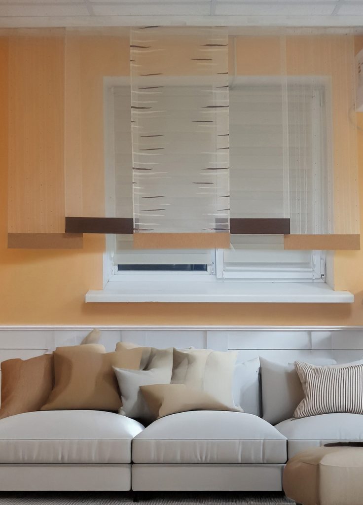 Комплект панельних фіранок Lumelle Simple 5шт карниз 200см коричневий з бежевим (11_2п)