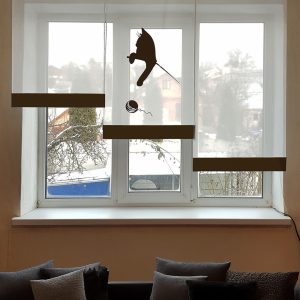 Комплект панельних фіранок Lumelle Котик і клубок ниток 3шт карниз 180см молочний з шоколадним (27_2п)