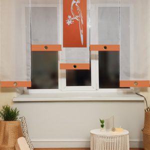 Комплект панельних фіранок Lumelle Папуга 5шт карниз 200см помаранчевий з молочним (28_6п)