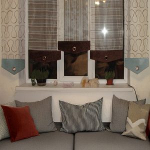 Комплект панельних фіранок на петлях Lumelle Geometric 5шт карниз 230см Бірюзовий з шоколадним (70_7п)