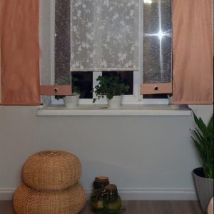 Комплект панельних фіранок на петлях Lumelle Flowers карниз 200см рожевий з молочним (70_9п)