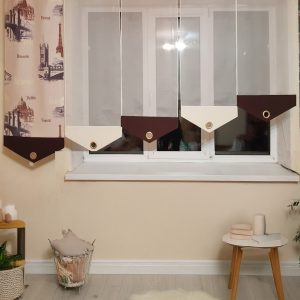Комплект панельних фіранок на петлях Lumelle City 5шт карниз 200см коричневий з бежевим (71_2п)