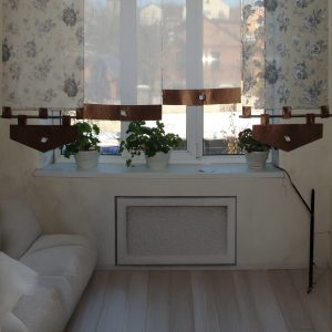 Комплект панельних фіранок на петлях Lumelle Троянди 5шт карниз 220см коричневий з бежевим (71_9п)