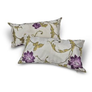 Комплект декоративних подушок Lumelle Flowers 2шт 45х24см молочний з фіолетовим (п_0786)