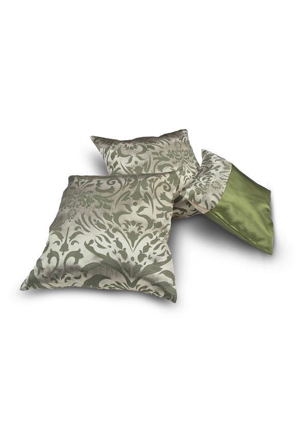 Комплект декоративних подушок Lumelle Damask 2шт 45х45см, 1шт 43х38см, бежевий із зеленим (п_0788)