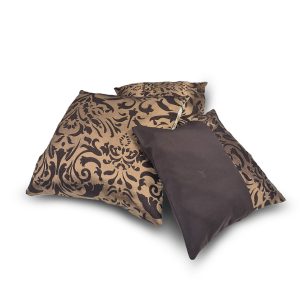 Комплект декоративних подушок Lumelle Damask 2шт 45х45см, 1шт 37х37см, коричневий з молочним і золотистим (п_0789)