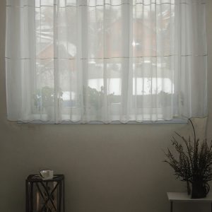 Комплект тюль до підвіконня на люверсах Lumelle Style карниз 200см молочний з сірим (11_2а_z)