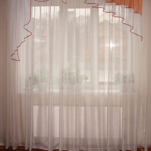 Ламбрекен Lumelle Simple асиметричний, карниз 200см, шифон цегляний з білим (20_1_2м)