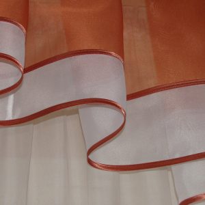 Ламбрекен Lumelle Simple асиметричний, карниз 200см, шифон цегляний з білим (20_1_2м)