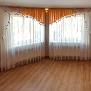 Ламбрекен  Lumelle Асиметрія атлас карниз 200см золотистий з молочним (20_3_2м)