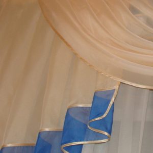 Ламбрекен Lumelle Асиметрія Шифон карниз 200см синій з блакитним і персиковим (28_2м)
