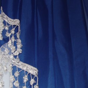 Ламбрекен Lumelle Класика збахромою  карниз 250см шифон синій з білим (15_2,5м)