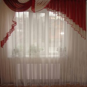 Ламбрекен Lumelle Асиметрія карниз 250см бордовий з бежевим (20_3_2,5м)