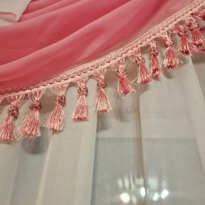 Ламбрекен з бахромою Lumelle Класика карниз 300см темно рожевий з білим (2_3м)