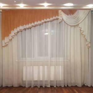 Ламбрекен Lumelle Асиметрія карниз 300см коричневий з молочним (23_3_3м)