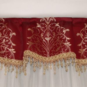Комплект штор і ламбрекен зі стеклярусом Lumelle Damask карниз 300см теракотовий із золотистим (70_1_3м)