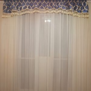 Ламбрекен Lumelle Simple Арка з бахрамою карниз 250см блакитний з пісочним (92_8пб)