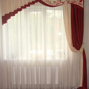 Жорсткий ламбрекен з шторою Lumelle Гілочка 250см бордовий (9_7ж)