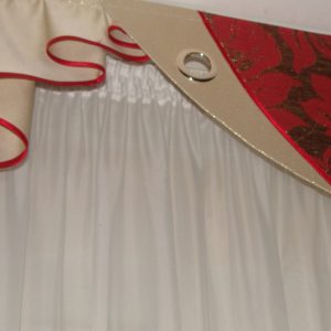 Жорсткий ламбрекен Lumelle Каскад Flowers 250см бордовий з теракотовим (10_1ж)