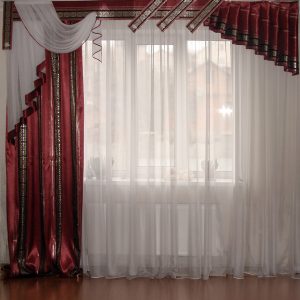 Жорсткий ламбрекен зі шторою Lumelle Simple 3м бордовий (33_2ж)