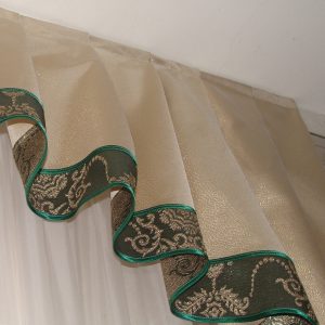 Жорсткий ламбрекен зі шторами Lumelle Люкс 250см зелений з молочним (43ж)
