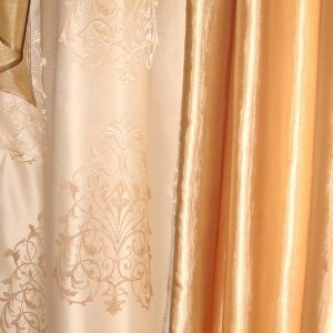 Жорсткий ламбрекен зі шторою Lumelle Damask Корона 3м Золотистий з молочним (48ж)