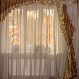 Жорсткий ламбрекен зі шторою Lumelle Стайл 250см бежевий з теракотовим (49ж)