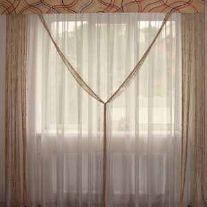 Жорсткий ламбрекен з нитками Lumelle Хвиляста доріжка 250см бежевий (80ж)